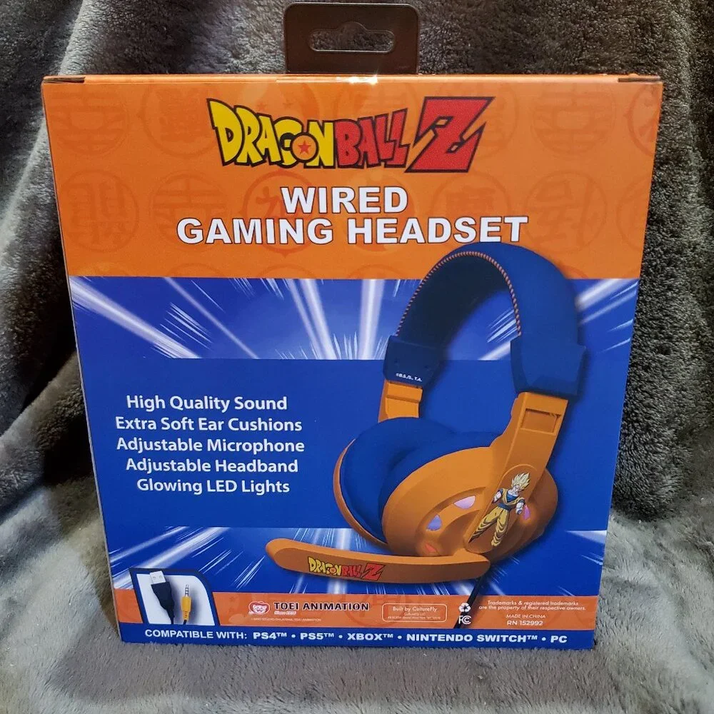 Dragon Ball Z Goku Wired Gaming Headset Headphones LED Light Soft Cushion
